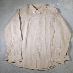 Abercrombie & Fitch Shirt Mens XXL Tan Linen Blend Button Down Pocket Logo